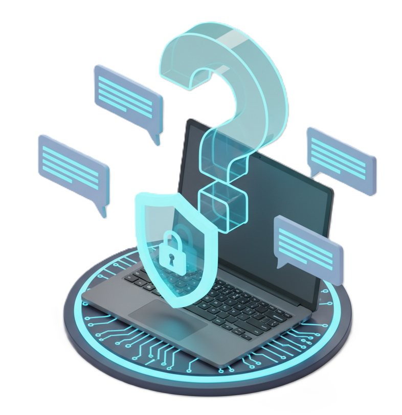 image of laptop screen with question mark and proxy shield